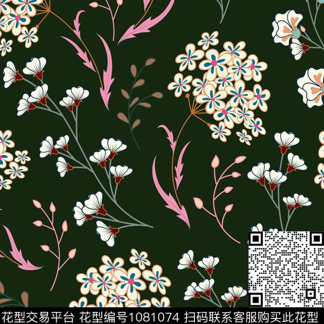 数码花型小碎花花卉传统印花花型下载（图片编号: 1081074） - 瓦栏（Walan）