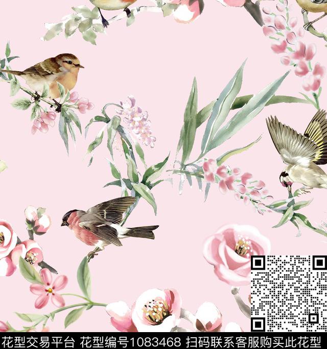 yinhua2.jpg - 1083468 - 数码花型 鸟 花卉 - 数码印花花型 － 女装花型设计 － 瓦栏