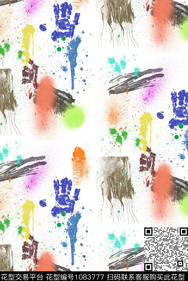 涂鸦男装潮牌数码印花花型下载（图片编号: 1083777） - 瓦栏（Walan）