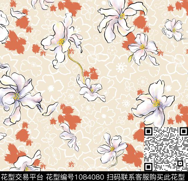 水彩线花+涂鸦.jpg - 1084080 - 涂鸦 水彩花卉 素描 - 数码印花花型 － 女装花型设计 － 瓦栏