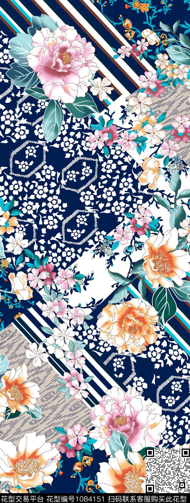 秋冬花型抽象花卉抽象数码印花花型下载（图片编号: 1084151） - 瓦栏（Walan）