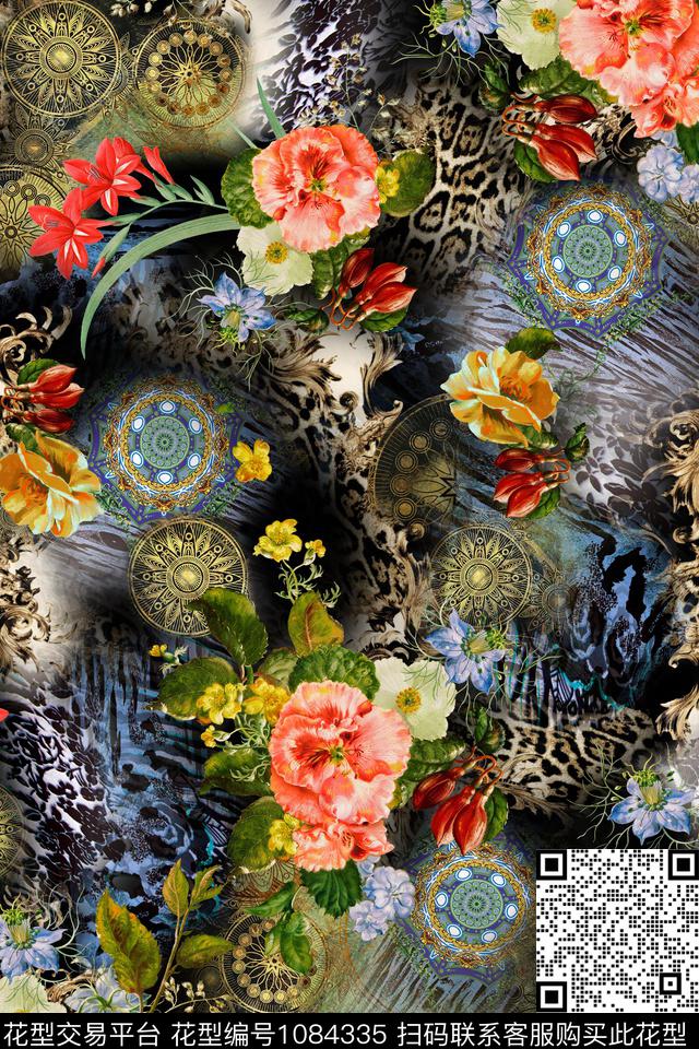 女装手绘花卉玫瑰花数码印花花型下载（图片编号: 1084335） - 瓦栏（Walan）