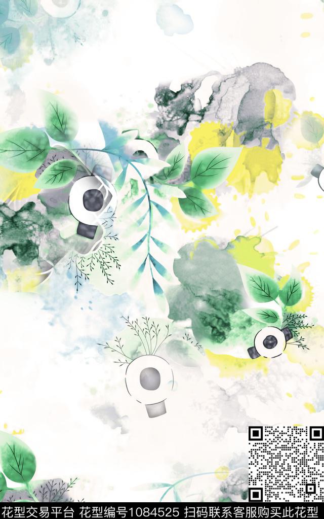 数码花型抽象花卉抽象数码印花花型下载（图片编号: 1084525） - 瓦栏（Walan）