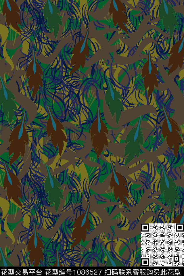 2018-6-15.jpg - 1086527 - 线条 迷彩 绿植树叶 - 数码印花花型 － 男装花型设计 － 瓦栏