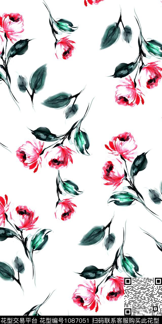 Qq18.6.24-4.jpg - 1087051 - 抽象花卉 小碎花 手绘花卉 - 数码印花花型 － 女装花型设计 － 瓦栏