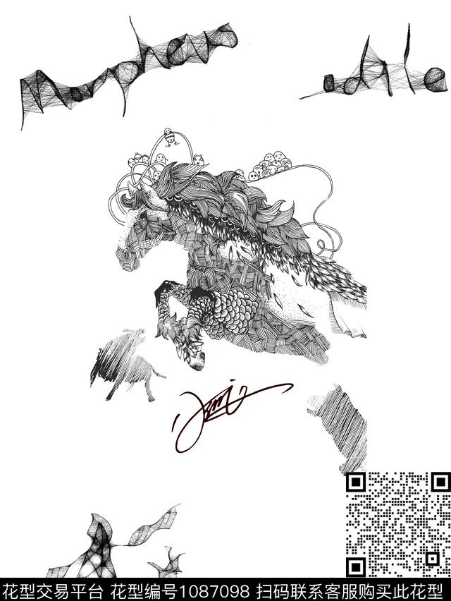 创意艺术马传统印花花型下载（图片编号: 1087098） - 瓦栏（Walan）