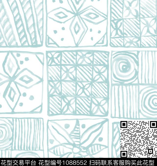 2018-06-19-C.jpg - 1088552 - 格子 几何 简约 - 传统印花花型 － 床品花型设计 － 瓦栏