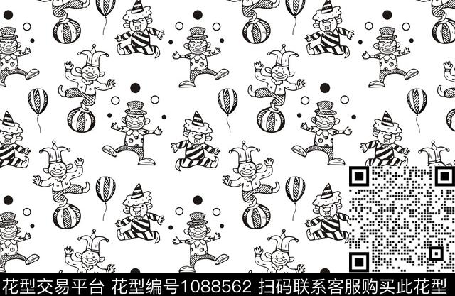 小丑2.jpg - 1088562 - 数码花型 气球 趣味 - 数码印花花型 － 女装花型设计 － 瓦栏