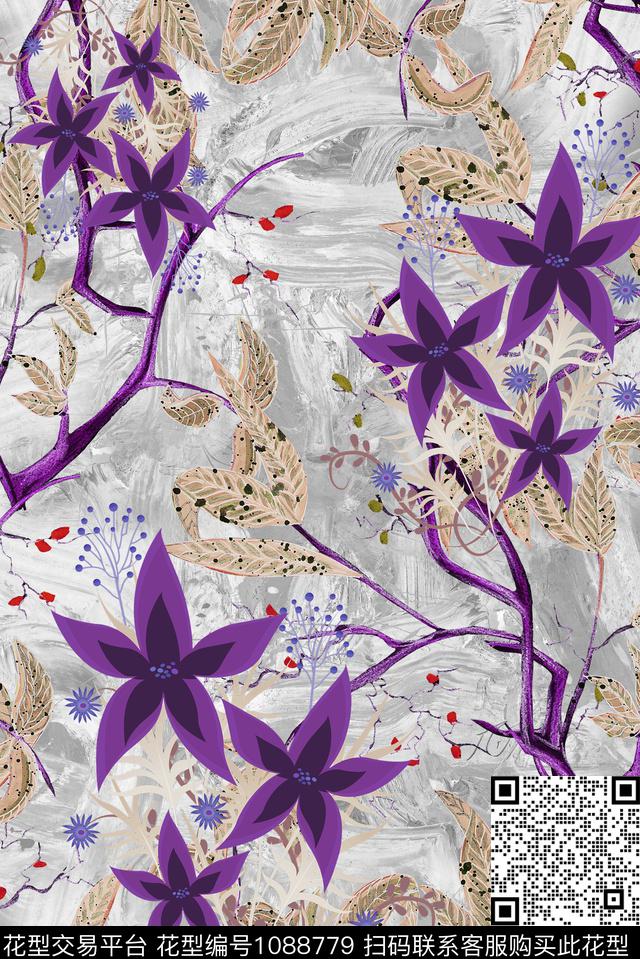 a-38.jpg - 1088779 - 花卉 中老年 复古 - 传统印花花型 － 女装花型设计 － 瓦栏