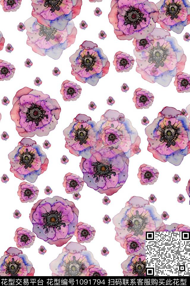 20180705004.jpg - 1091794 - 数码花型 小碎花 花卉 - 数码印花花型 － 女装花型设计 － 瓦栏