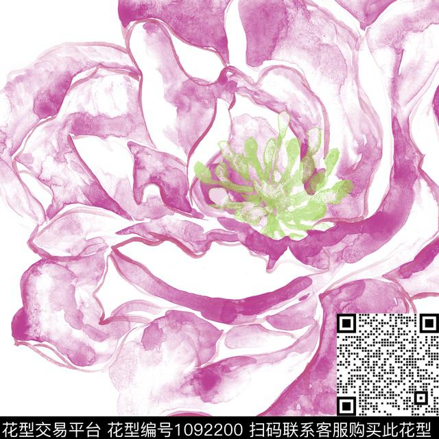 2018-07-05-2b.jpg - 1092200 - 大花 水彩花卉 花卉 - 传统印花花型 － 方巾花型设计 － 瓦栏