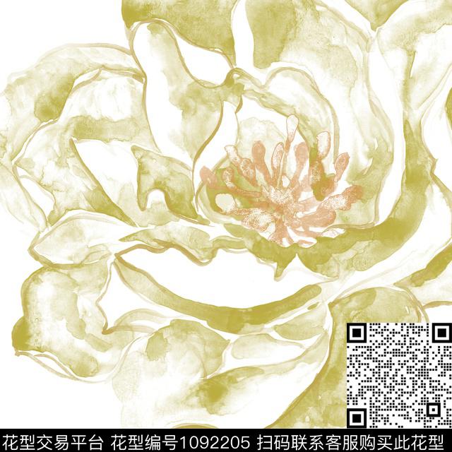 2018-07-05-2c.jpg - 1092205 - 大花 水彩花卉 花卉 - 传统印花花型 － 方巾花型设计 － 瓦栏