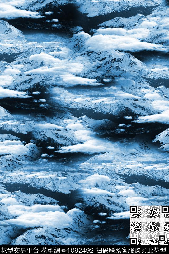 雪山男装迷彩数码印花花型下载（图片编号: 1092492） - 瓦栏（Walan）