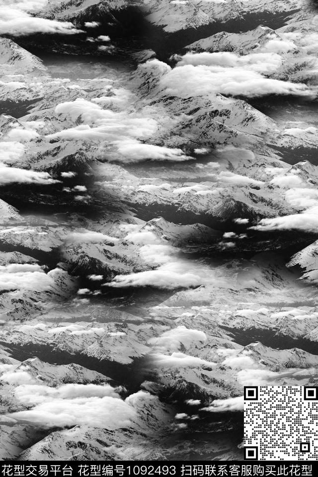 雪山男装迷彩数码印花花型下载（图片编号: 1092493） - 瓦栏（Walan）