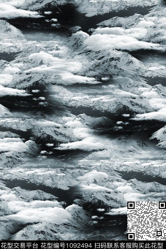 雪山男装迷彩数码印花花型下载（图片编号: 1092494） - 瓦栏（Walan）