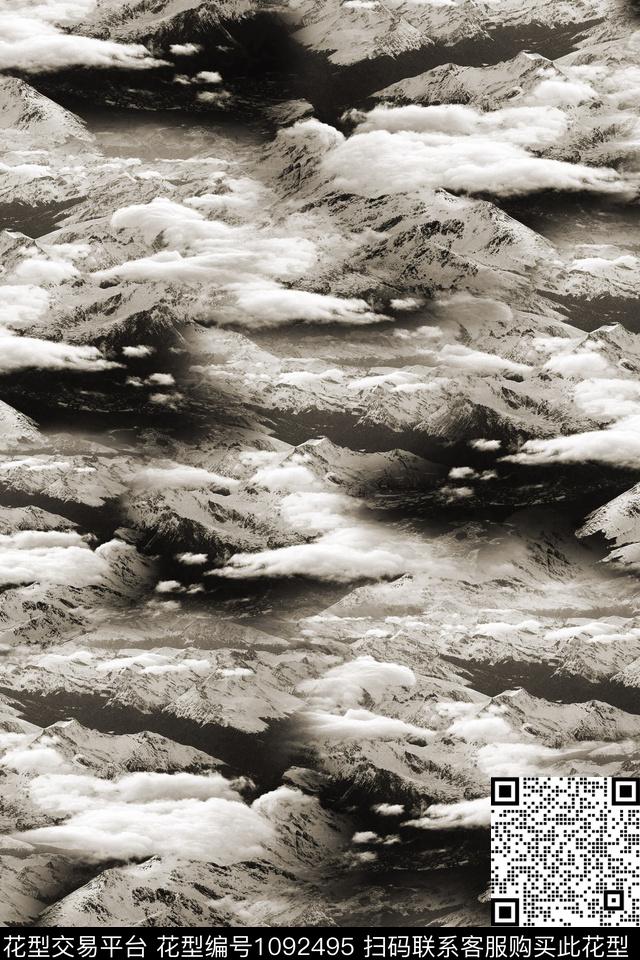 雪山男装迷彩数码印花花型下载（图片编号: 1092495） - 瓦栏（Walan）