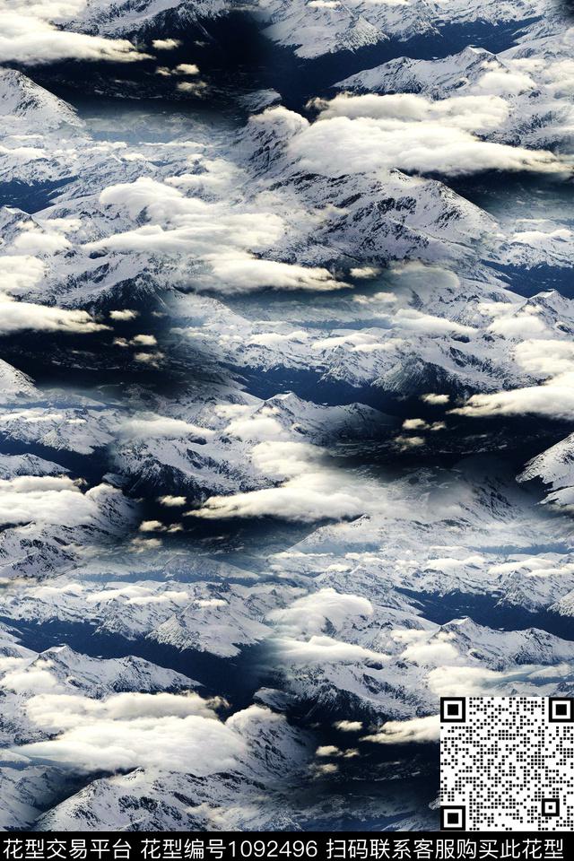雪山男装迷彩数码印花花型下载（图片编号: 1092496） - 瓦栏（Walan）