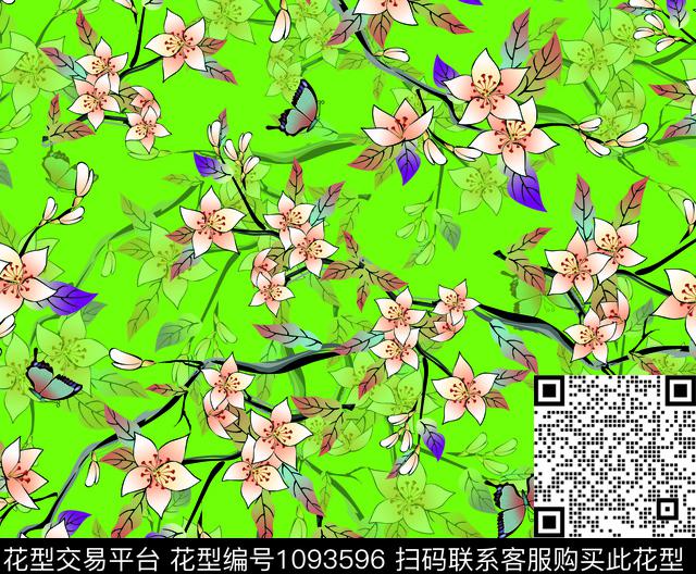 瓦17.jpg - 1093596 - 蝴蝶兰 中国 民族风 - 数码印花花型 － 女装花型设计 － 瓦栏