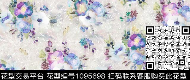 070822A.jpg - 1095698 - 朦胧花卉 水彩花卉 花卉 - 传统印花花型 － 床品花型设计 － 瓦栏