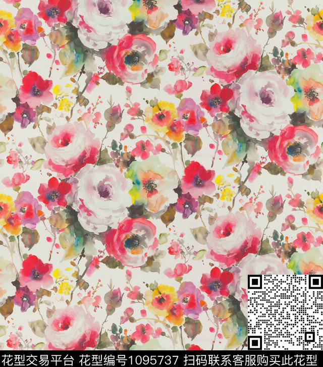 071117A.jpg - 1095737 - 抽象 花卉 大牌风 - 数码印花花型 － 床品花型设计 － 瓦栏