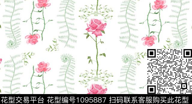 design.jpg - 1095887 - 大花 玫瑰花 复古 - 数码印花花型 － 女装花型设计 － 瓦栏
