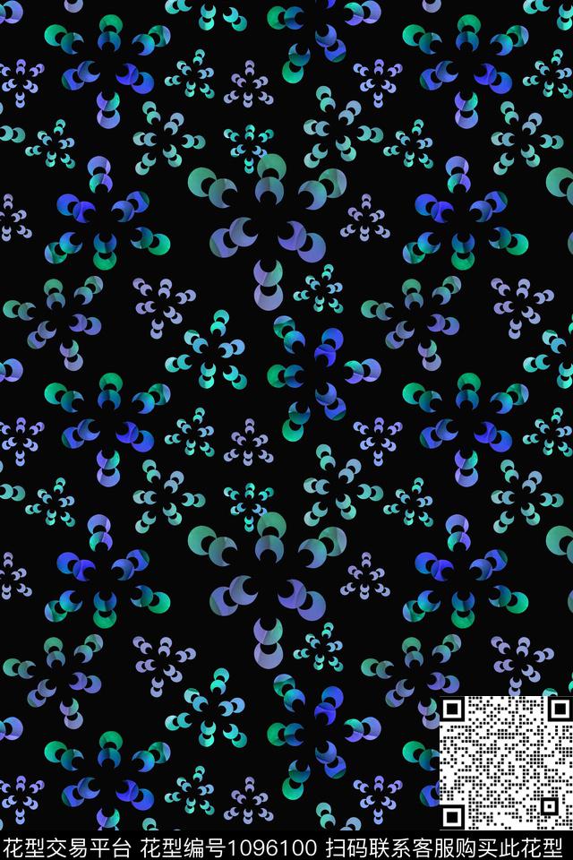 民族花卉碎碎花青蓝雅韵系列传统印花花型下载（图片编号: 1096100） - 瓦栏（Walan）