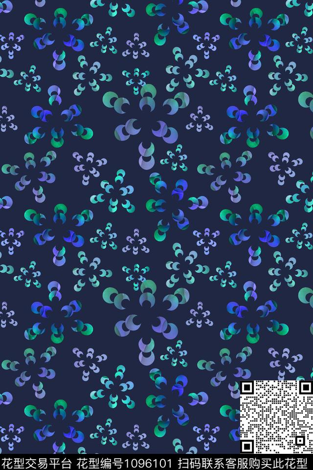 民族花卉碎碎花青蓝雅韵系列传统印花花型下载（图片编号: 1096101） - 瓦栏（Walan）