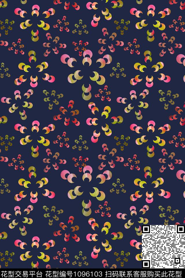 民族花卉碎碎花青蓝雅韵系列传统印花花型下载（图片编号: 1096103） - 瓦栏（Walan）