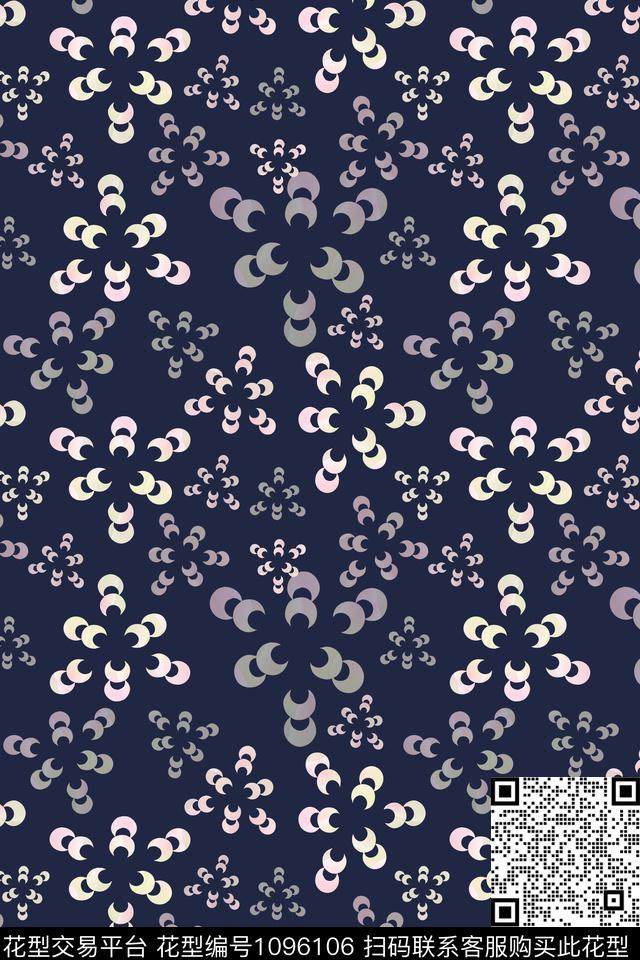 民族花卉碎碎花青蓝雅韵系列传统印花花型下载（图片编号: 1096106） - 瓦栏（Walan）