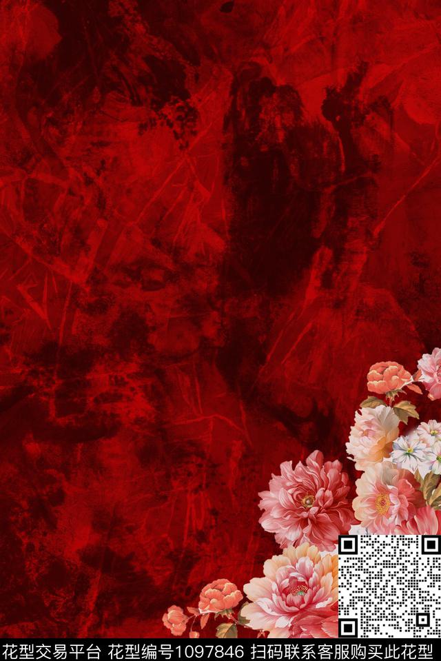 whw-0148.jpg - 1097846 - 数码花型 定位花 花卉 - 数码印花花型 － 女装花型设计 － 瓦栏
