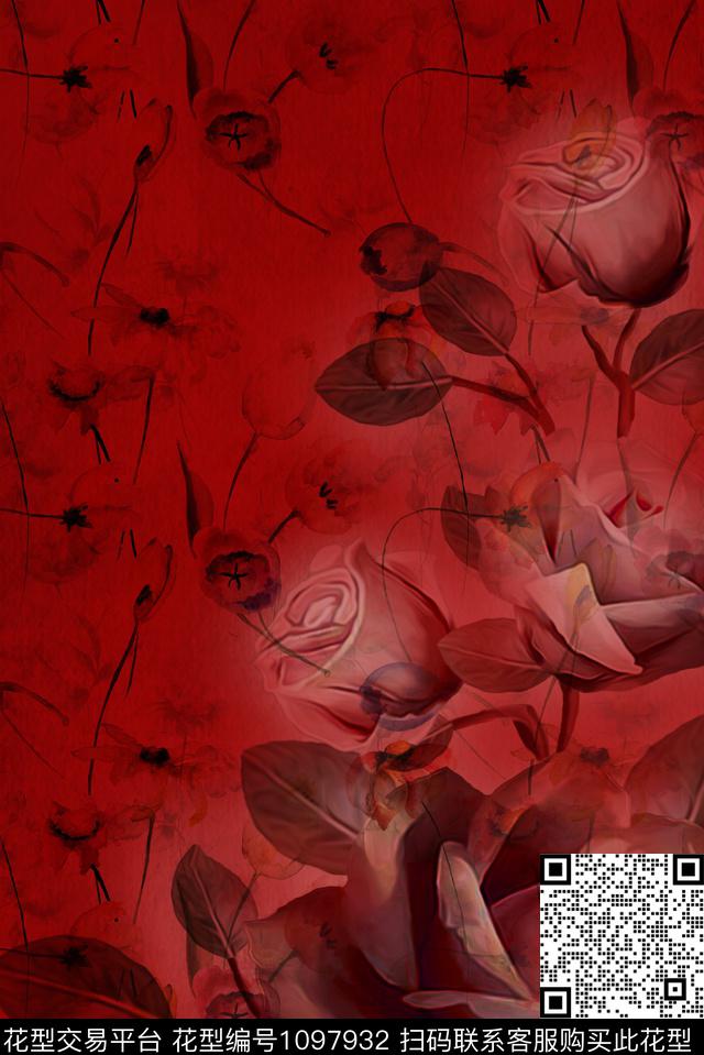 whw-0149.jpg - 1097932 - 数码花型 定位花 花卉 - 数码印花花型 － 女装花型设计 － 瓦栏