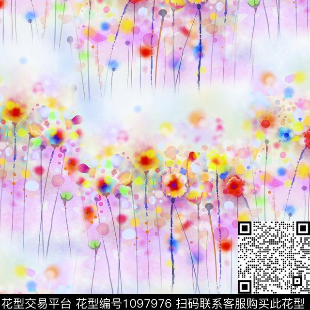 18071904.jpg - 1097976 - 数码花型 满天星 春夏花型 - 数码印花花型 － 女装花型设计 － 瓦栏