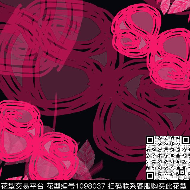 90890801.jpg - 1098037 - 创意 抽象 花卉 - 数码印花花型 － 女装花型设计 － 瓦栏