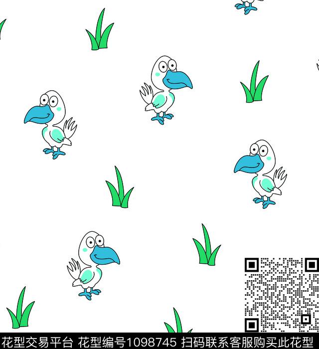 1248-3.jpg - 1098745 - 卡通人物 火烈鸟 动物 - 传统印花花型 － 童装花型设计 － 瓦栏