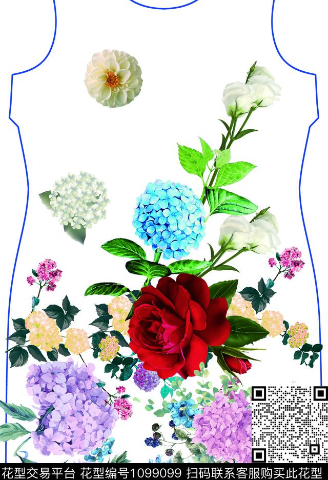 裙子-002白底.jpg - 1099099 - 温室花卉 小碎花 数码花型 - 数码印花花型 － 女装花型设计 － 瓦栏
