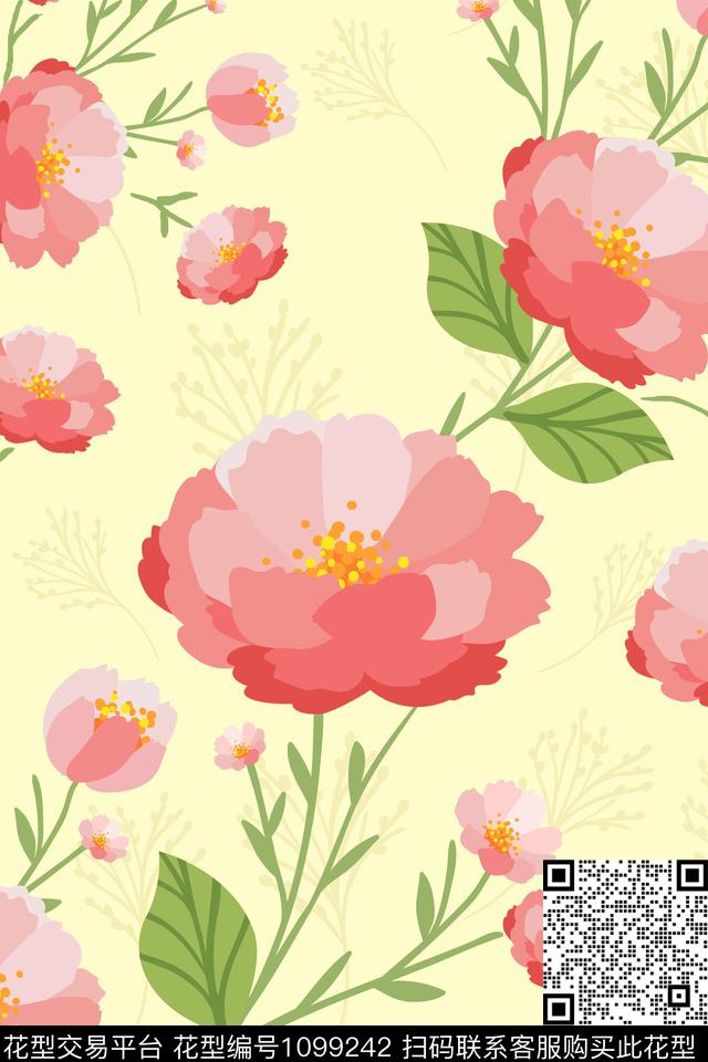 1.jpg - 1099242 - 手绘玫瑰 抽象花卉 郁金香 - 数码印花花型 － 女装花型设计 － 瓦栏