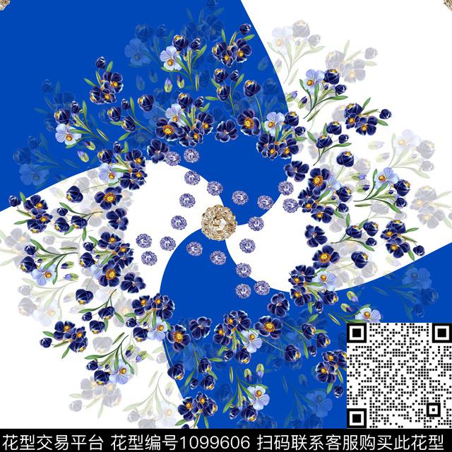 Y-17FJ69-1.jpg - 1099606 - 手绘花卉 珠宝宝石 小方巾 - 数码印花花型 － 方巾花型设计 － 瓦栏