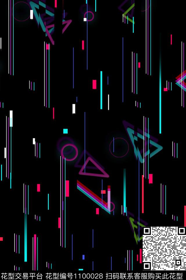条纹抽象炫彩数码印花花型下载（图片编号: 1100028） - 瓦栏（Walan）