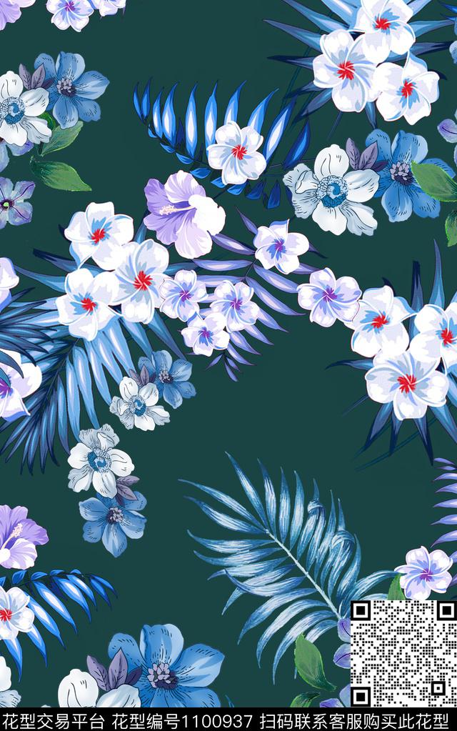 YL13c.jpg - 1100937 - 植物 小碎花 热带花型 - 数码印花花型 － 女装花型设计 － 瓦栏