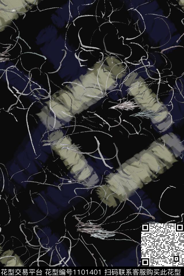 手绘线条笔触签字笔印花水彩墨迹数码印花花型下载（图片编号: 1101401） - 瓦栏（Walan）