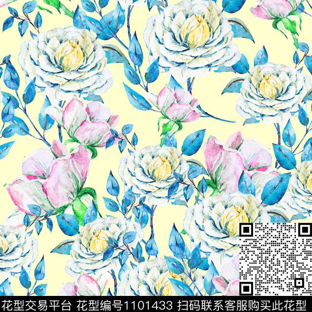 616.jpg - 1101433 - 数码花型 花卉 大牌风 - 数码印花花型 － 泳装花型设计 － 瓦栏