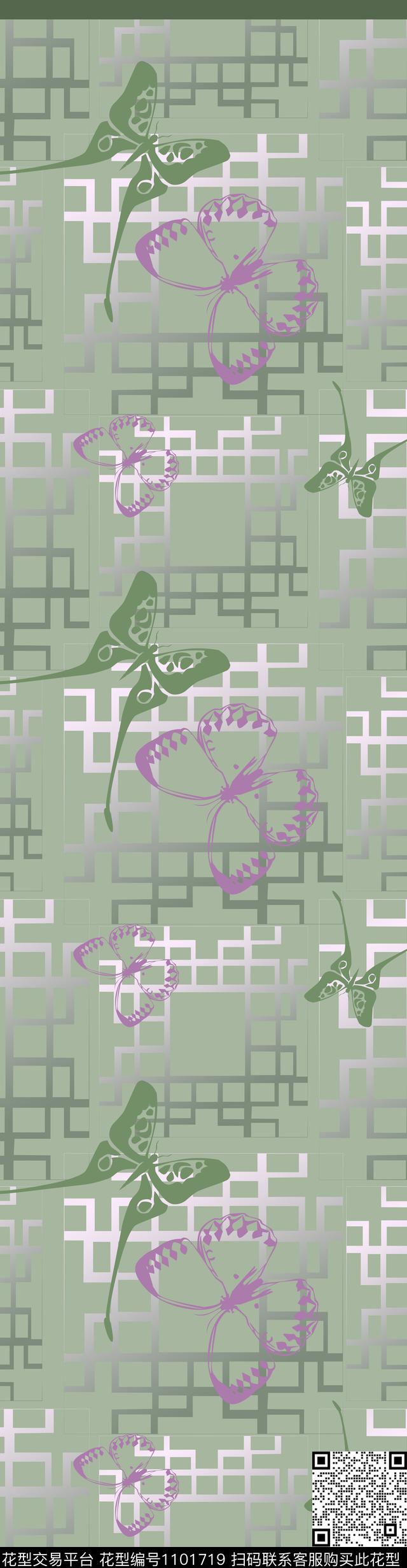 180812-cp-2-2.jpg - 1101719 - 美丽窗帘家纺 蝴蝶纷飞 格子混搭 - 数码印花花型 － 床品花型设计 － 瓦栏
