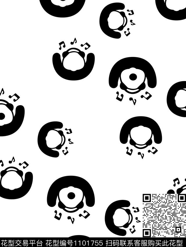 熊猫童装线条画传统印花花型下载（图片编号: 1101755） - 瓦栏（Walan）
