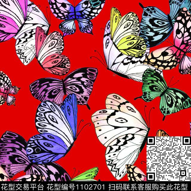 627.jpg - 1102701 - 数码花型 蝴蝶 动物 - 传统印花花型 － 泳装花型设计 － 瓦栏