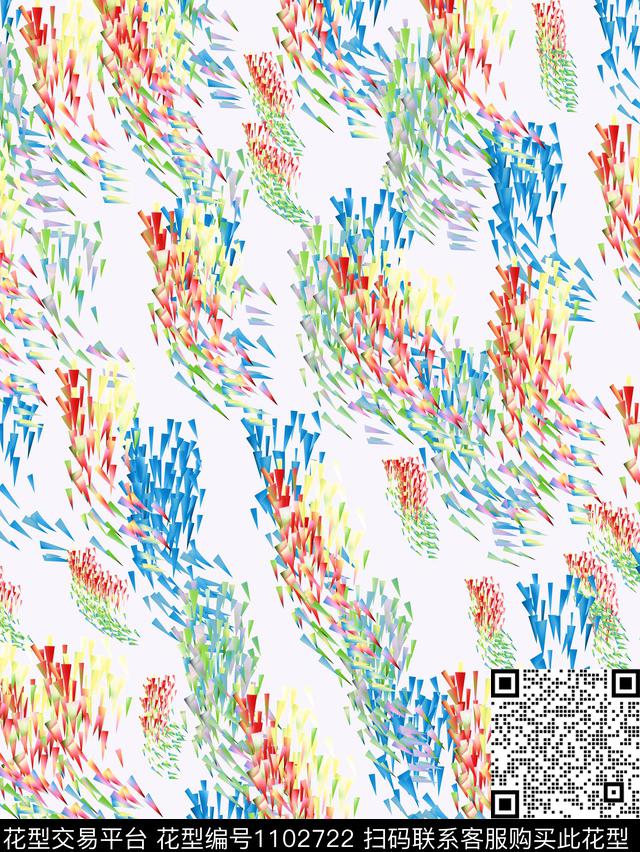 抽象花卉春夏花型满版散花数码印花花型下载（图片编号: 1102722） - 瓦栏（Walan）