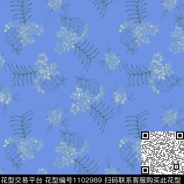 而.jpg - 1102989 - 男装 花卉 绿植树叶 - 数码印花花型 － 男装花型设计 － 瓦栏