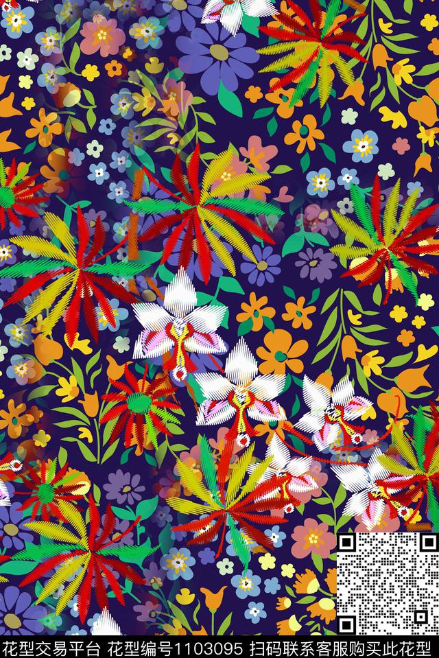 数码花型小碎花绣花花型数码印花花型下载（图片编号: 1103095） - 瓦栏（Walan）