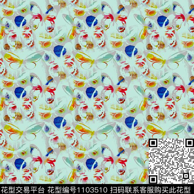 180807-sj-3-2.jpg - 1103510 - 蝴蝶 丝巾围巾秀场 鸟昆虫图案 - 数码印花花型 － 方巾花型设计 － 瓦栏