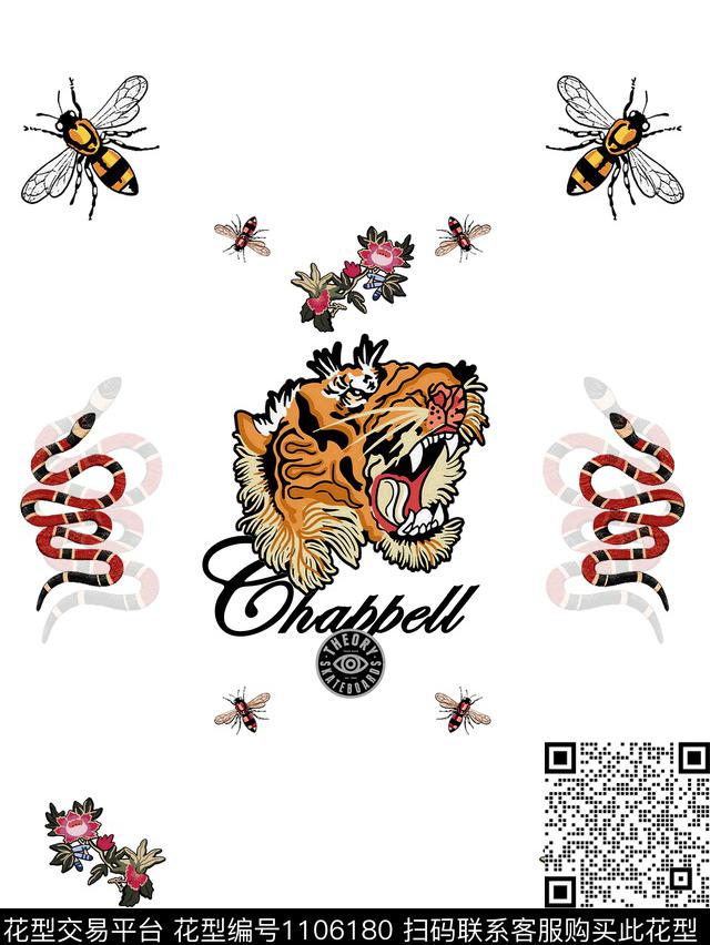 创意动物大牌风数码印花花型下载（图片编号: 1106180） - 瓦栏（Walan）