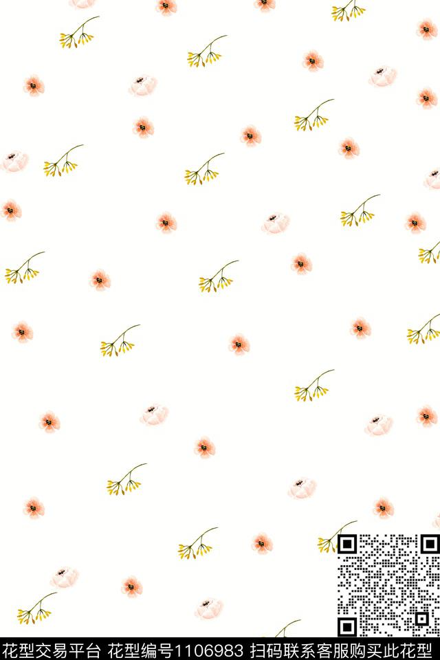 小碎花.jpg - 1106983 - 满版散花 数码花型 小碎花 - 数码印花花型 － 女装花型设计 － 瓦栏